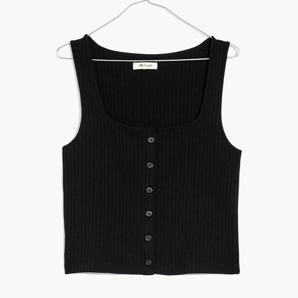 Madewell Ribbed Button-Front Crop Tank - Picture 7 of 7
